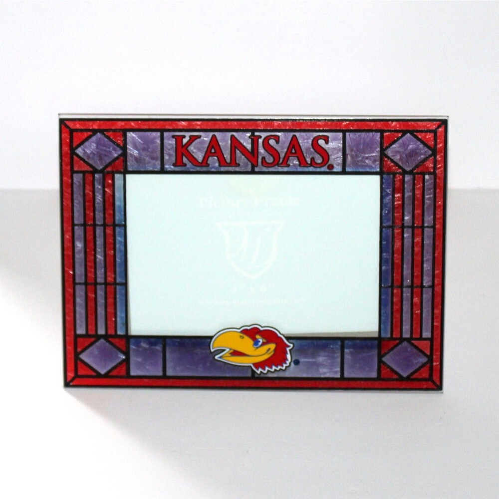University of Kansas Jayhawks art glass photo frame KU decor
